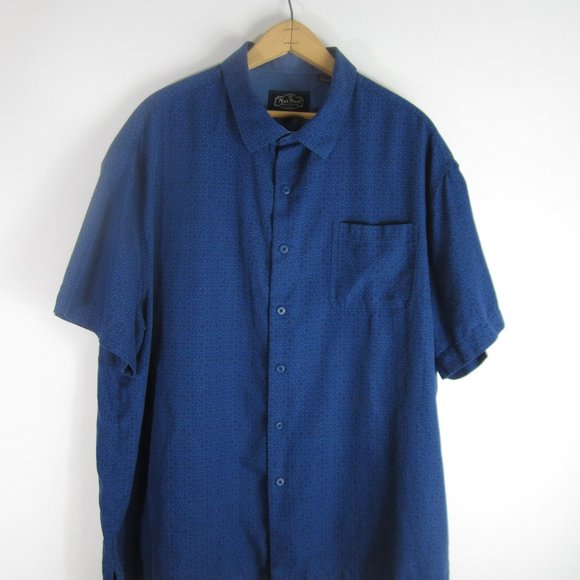 Vtg Nat Nast Luxury Originals Mens XXL Blue Geometric Silk Cotton SS Camp Shirt - Picture 1 of 8
